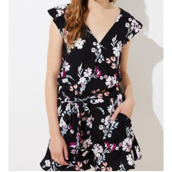 LOFT Pants - Loft Garden Floral Ruffle Tie Waist Romper